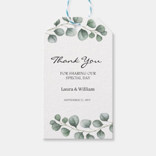 Greenery Eucalyptus Wedding Favor Cadeaulabel (Voorkant)