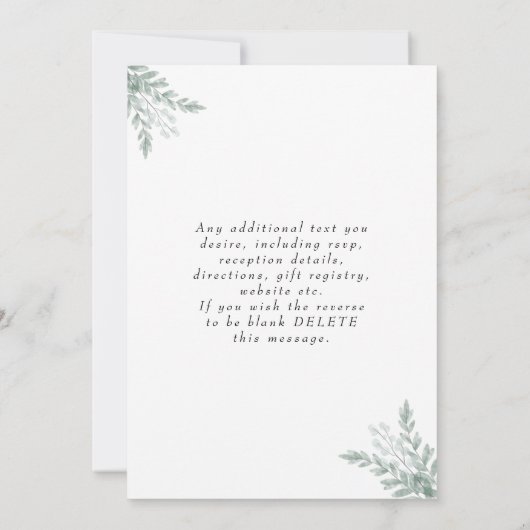 Greenery Eucalyptus Wedding Invitation Kaart (Achterkant)