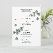 Greenery Eucalyptus Wedding Invitation Kaart (Staand voorkant)