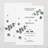 Greenery Eucalyptus Wedding Invitation Kaart (Voorkant / Achterkant)