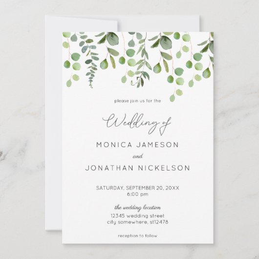 Greenery Eucalyptus Wedding Kaart (Voorkant)
