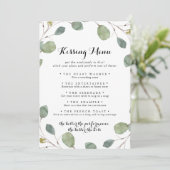 Greenery Eucalyptus Wedding Kissing Menu Game Kaar (Staand voorkant)