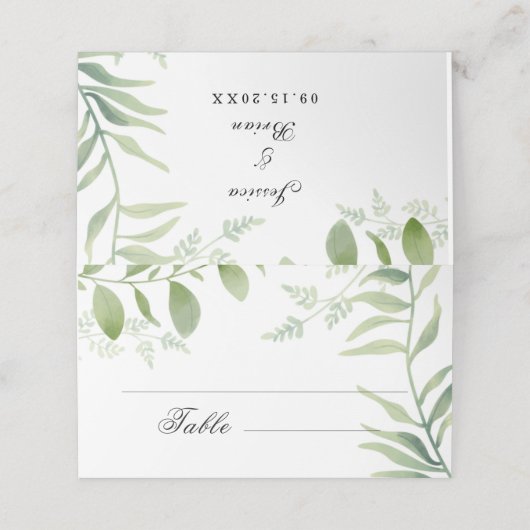 Greenery Eucalyptus Wedding Plaatskaartje (Buitenkant ongevouwen)