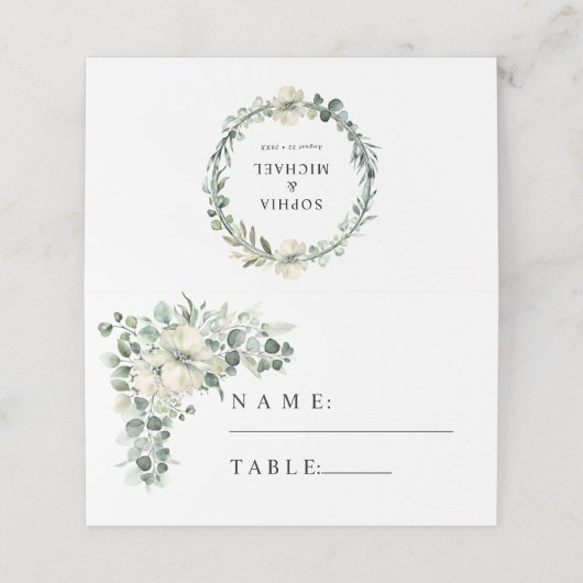 Greenery Eucalyptus Wedding Plaatskaartje (Buitenkant ongevouwen)