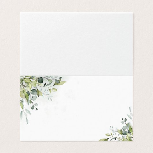Greenery eucalyptus wedding place cards kaart (Buitenkant ongevouwen)