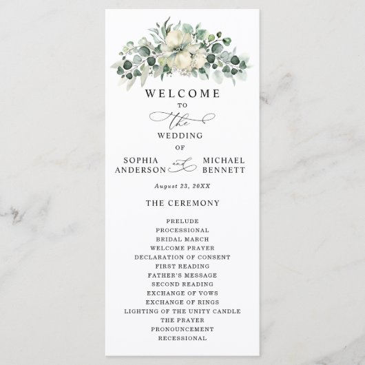 Greenery Eucalyptus Wedding Programmakaart (Voorkant)