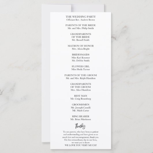 Greenery Eucalyptus Wedding Programme (Achterkant)