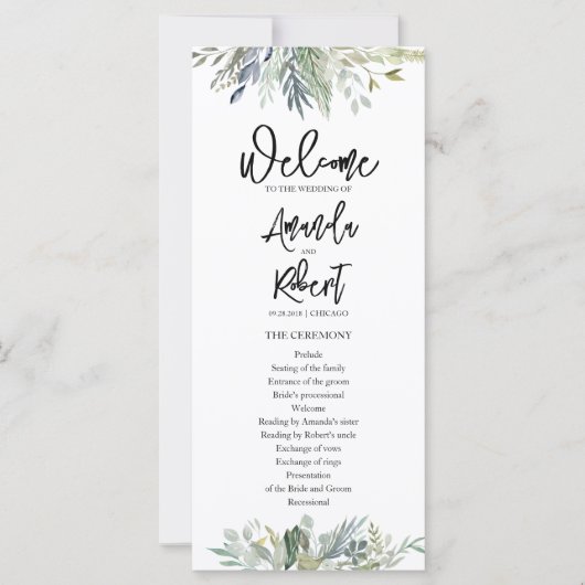 Greenery Eucalyptus Wedding Programme (Voorkant)