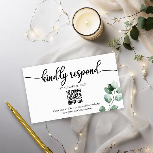 Greenery Eucalyptus Wedding QR Online RSVP Informatiekaartje