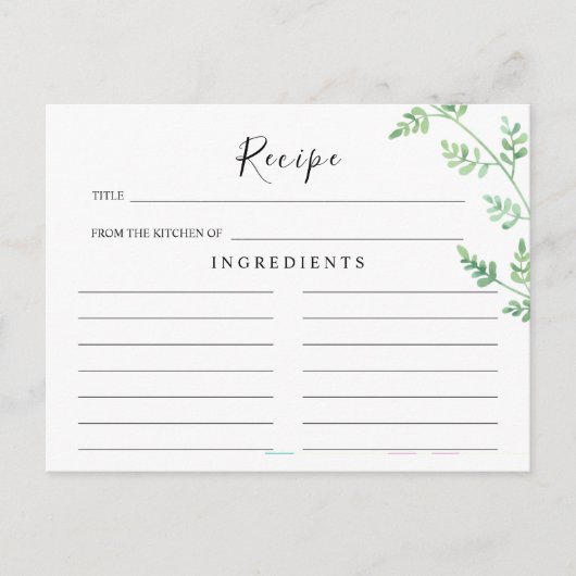 Greenery Eucalyptus Wedding Recipcard Briefkaart (Voorkant)