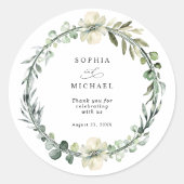 Greenery Eucalyptus Wedding Ronde Sticker (Voorkant)