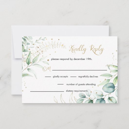 Greenery Eucalyptus Wedding RSVP Kaartje (Voorkant)