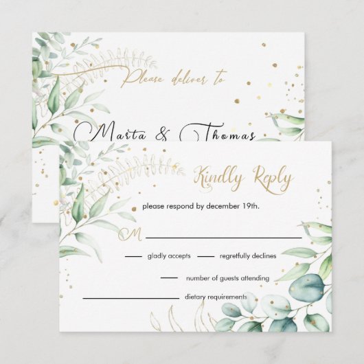 Greenery Eucalyptus Wedding RSVP Kaartje (Voorkant / Achterkant)