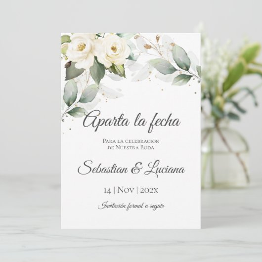 Greenery Eucalyptus Wedding Save the Date (Staand voorkant)