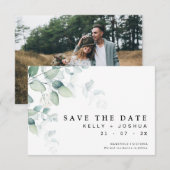 Greenery Eucalyptus Wedding Save the Date Kaart (Voorkant / Achterkant)
