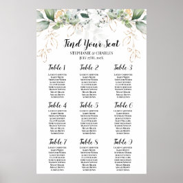 Greenery Eucalyptus Wedding Seding Chart Poster