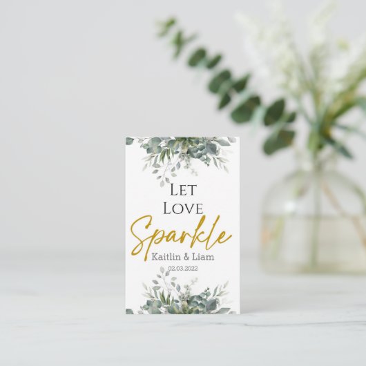 Greenery Eucalyptus Wedding Sparkler Label (Staand voorkant)
