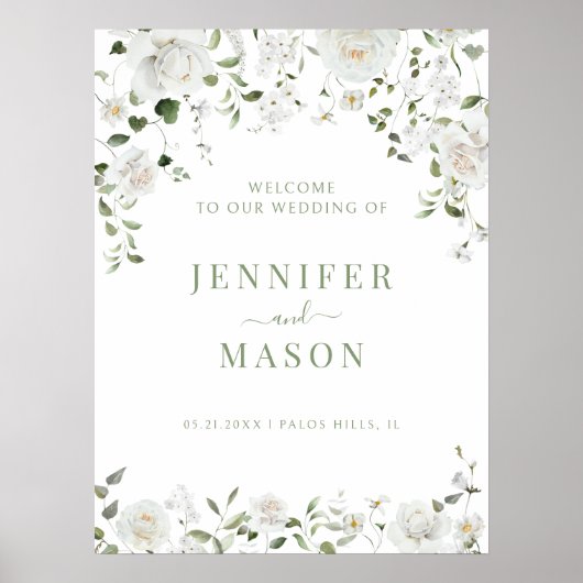 Greenery Eucalyptus Wedding Welcome Sign Poster (Voorkant)
