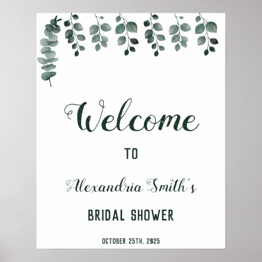 Greenery Eucalyptus Welcome Vrijgezellenfeest Sign Poster (Voorkant)
