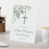 Greenery Eucalyptus White Flowers Baptisme Reclamebord Met Voetstuk (Insitu)