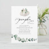 Greenery Eucalyptus White Pumpkin Boho Baby shower Kaart (Staand voorkant)
