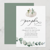 Greenery Eucalyptus White Pumpkin Boho Baby shower Kaart (Voorkant / Achterkant)