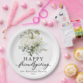 Greenery Eucalyptus White Pumpkin Friendsgiving Papieren Bordje (Feest)