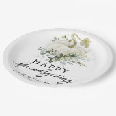 Greenery Eucalyptus White Pumpkin Friendsgiving Papieren Bordje (Gekanteld)