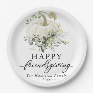 Greenery Eucalyptus White Pumpkin Friendsgiving Papieren Bordje