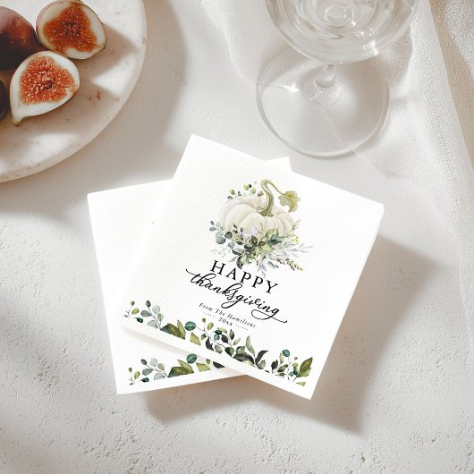 Greenery Eucalyptus White Pumpkin Thanksgiving Servet