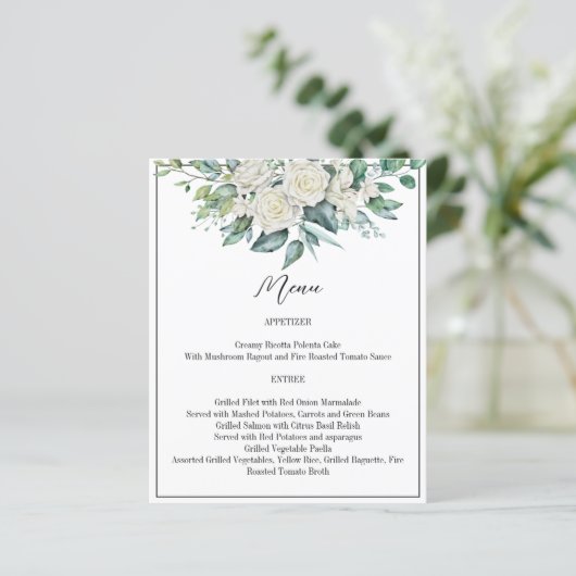 Greenery eucalyptus white roses bruiloft (Staand voorkant)