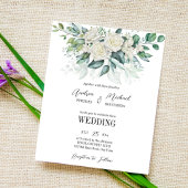 Greenery eucalyptus white roses trouwuitnodiging