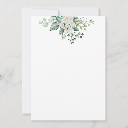 Greenery eucalyptus white roses trouwuitnodiging kaart (Achterkant)