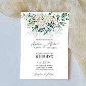 Greenery eucalyptus white roses trouwuitnodiging kaart