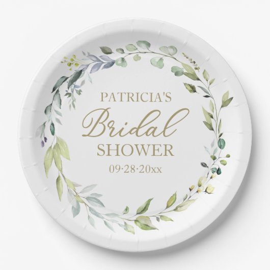 Greenery Eucalyptus Wreated Vrijgezellenfeest Pape Papieren Bordje (Voorkant)