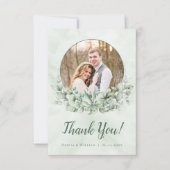 Greenery Eucalyptus Wreath Photo Weddenschap Harte Bedankkaart (Voorkant)