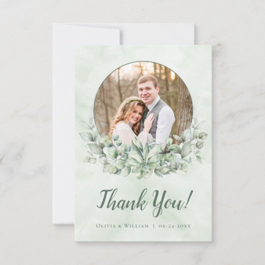 Greenery Eucalyptus Wreath Photo Weddenschap Harte Bedankkaart (Voorkant)