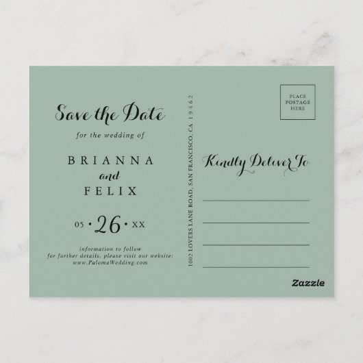 Greenery Eucalyptus Wreath Save the Date Briefkaart (Achterkant)