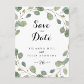 Greenery Eucalyptus Wreath Save the Date Briefkaart (Voorkant)