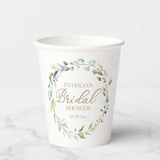 Greenery Eucalyptus Wreath Vrijgezellenfeest Papieren Bekers (Voorkant)