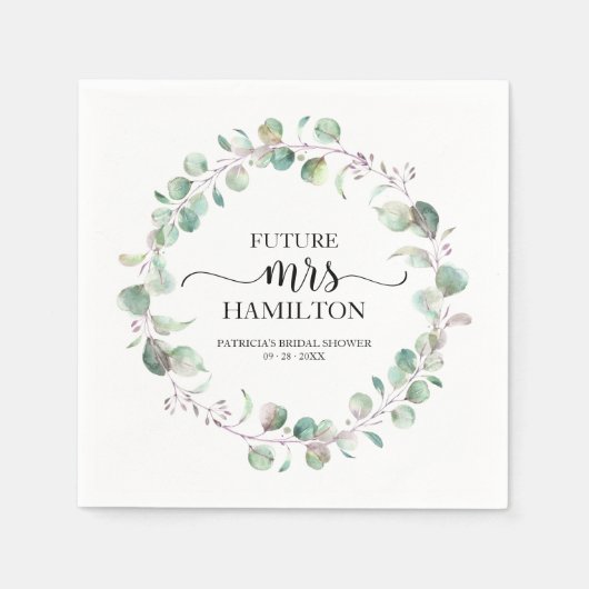 Greenery Eucalyptus Wreath Vrijgezellenfeest Servet (Voorkant)