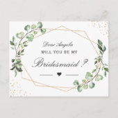 Greenery Eucalyptus zal je mijn Bridesmaid zijn Uitnodiging Briefkaart (Voorkant)