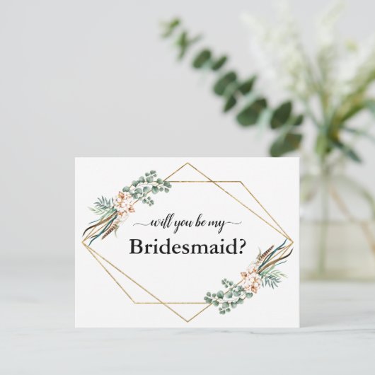 Greenery Eucalyptus zal je mijn Bridesmaïde Kaart  (Staand voorkant)