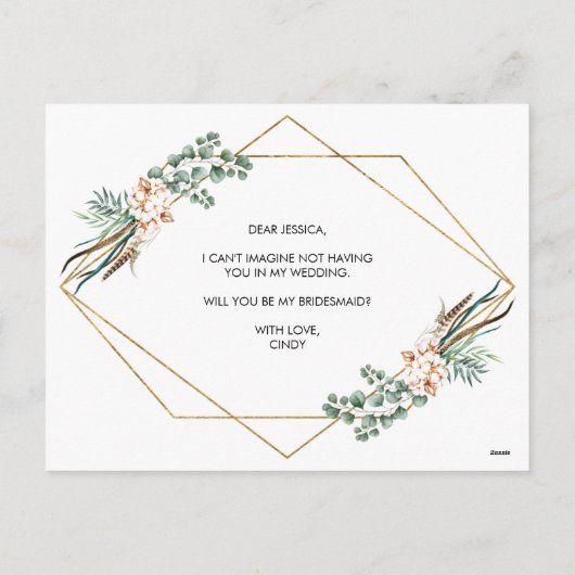 Greenery Eucalyptus zal je mijn Bridesmaïde Kaart  (Achterkant)