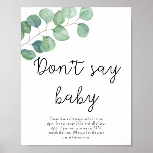 Greenery Eucalyptus - zeg geen baby Poster