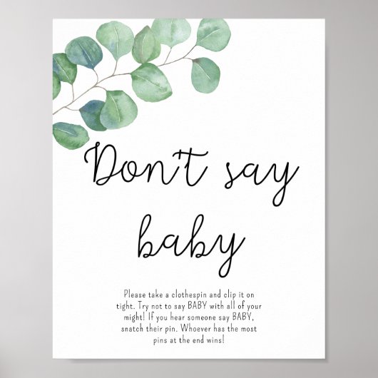 Greenery Eucalyptus - zeg geen baby Poster (Voorkant)
