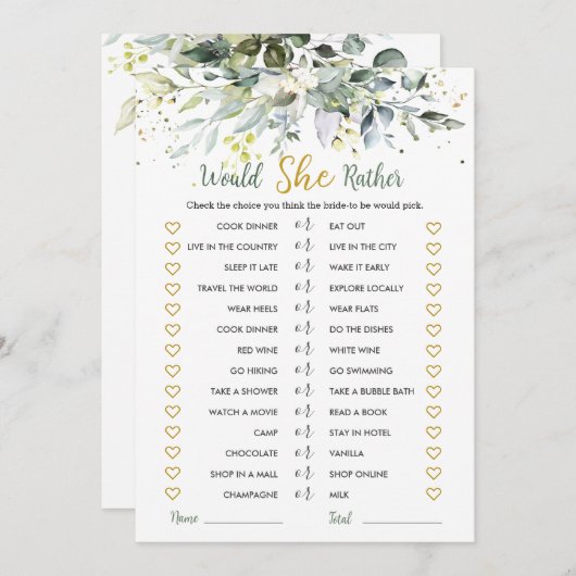 Greenery Eucalyptus zou ze een beetje een bridal s Kaart (Voorkant / Achterkant)