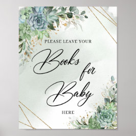 Greenery eucalyptus zuigt gouden boeken voor Baby Poster