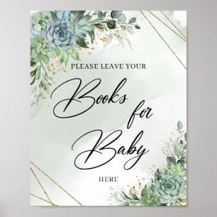 Greenery eucalyptus zuigt gouden boeken voor Baby Poster