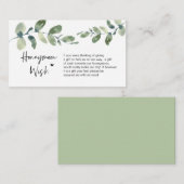 Greenery Eucalyptus, zwarte inkt, Honeymoon Wish Informatiekaartje (Voorkant / Achterkant)
